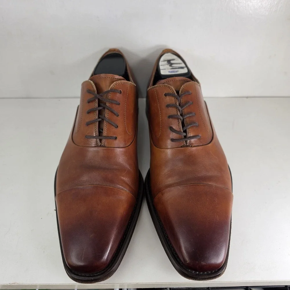 Magnanni Segovia Curri Brown Cap Toe Lace Up Oxford Shoes Sz 8M US 15959 Burnish